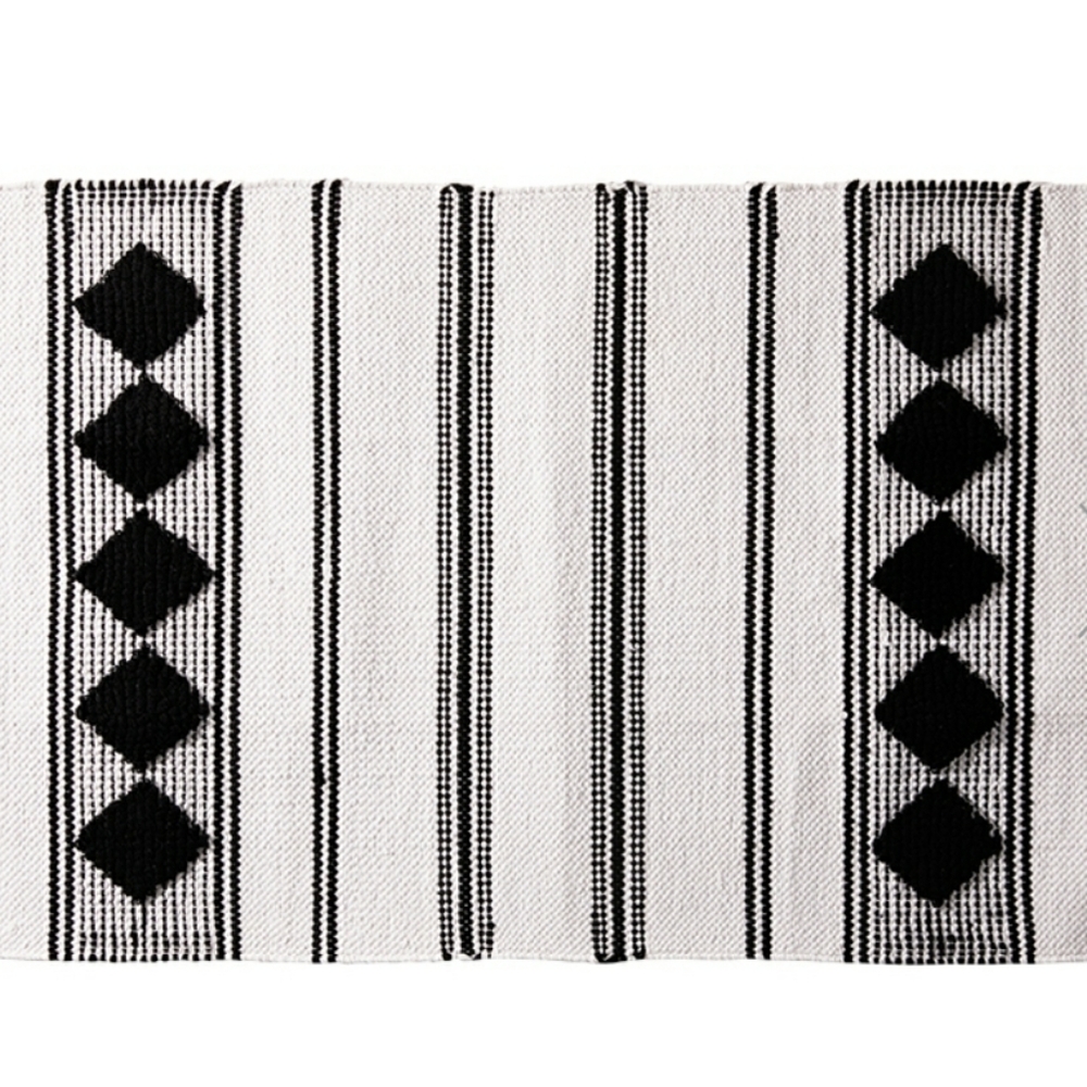 Caravan black and white woven rug